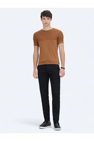 Kip Brown Crew Neck Patterned Knitwear