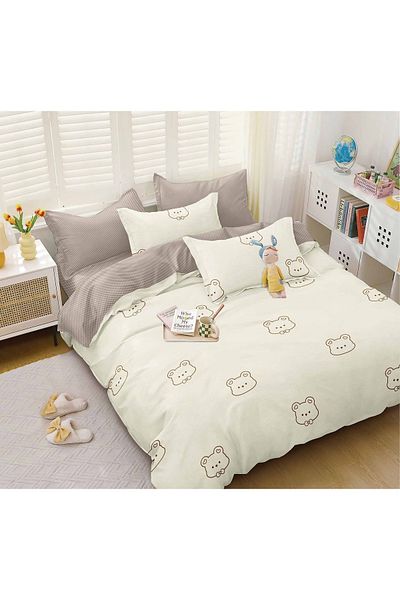 CHIRASO CHIRASO 4-Piece Bedding Set, Satin Cotton, Fitted Sheet 180x200 cm, 2 Pillowcases