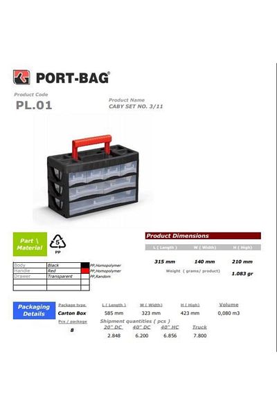 Kanonik Education Portbag PL01 Caby 3/11 Drawer Set