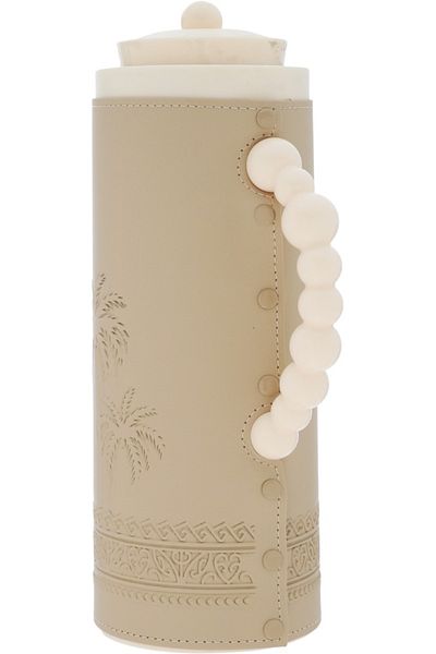 Alsaif Gallery Royal 7T Thermos by Alsaif Gallery, 1L, Leather Covered, Palm Engraving, Glass Inner, Plastic Outer