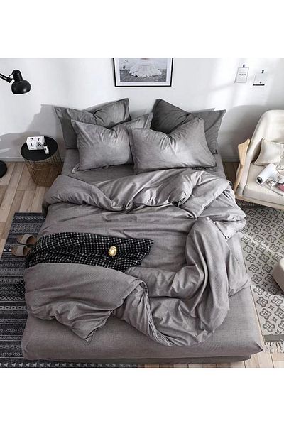 CHIRASO CHIRASO 4-Piece Bedding Set, Satin Cotton, Fitted Sheet 180x200 cm, 2 Pillowcases