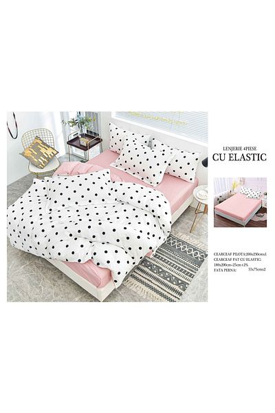 CHIRASO CHIRASO 4-Piece Bedding Set, Satin Cotton, Fitted Sheet 180x200 cm, 2 Pillowcases