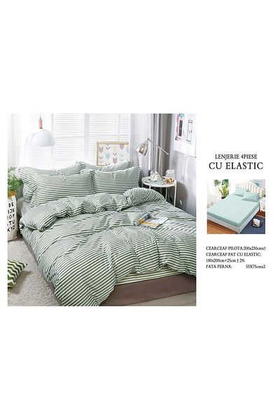 CHIRASO CHIRASO 4-Piece Bedding Set, Satin Cotton, Fitted Sheet 180x200 cm, 2 Pillowcases