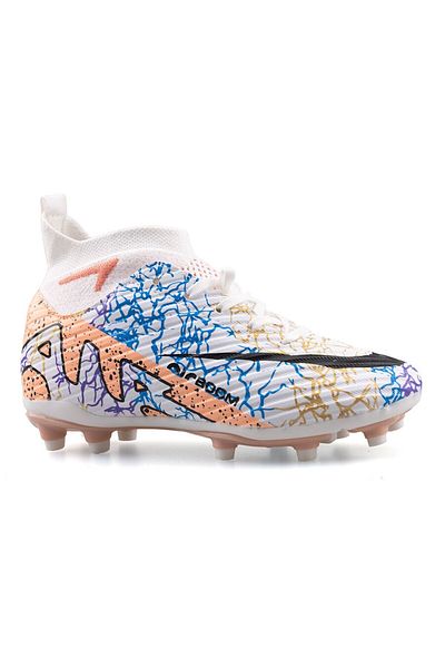 LALİGA White Salmon Patterned Grass Carpet Field Unisex Football Shoes with High Ankle Socks