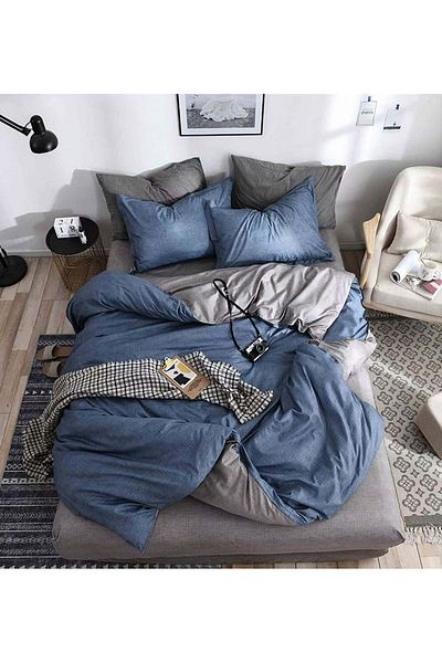 CHIRASO CHIRASO 4-Piece Bedding Set, Satin Cotton, Fitted Sheet 180x200 cm, 2 Pillowcases