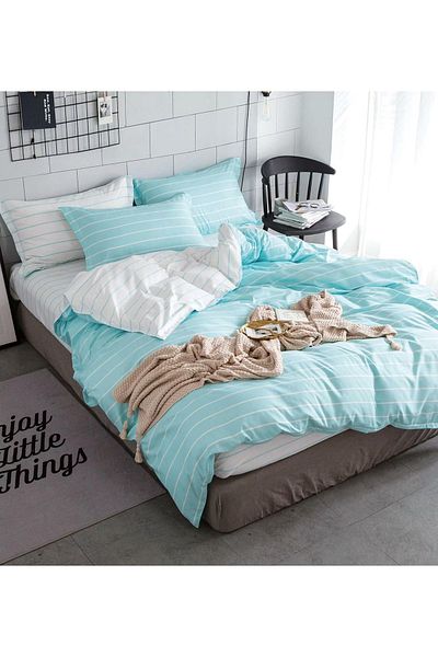 CHIRASO CHIRASO 4-Piece Bedding Set, Satin Cotton, Fitted Sheet 180x200 cm, 2 Pillowcases