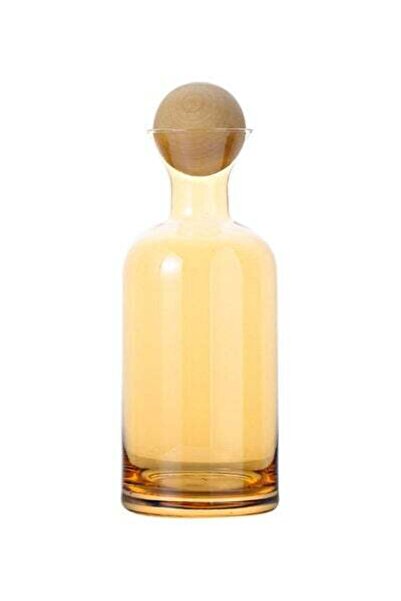 HALAMODO وعاء زجاجي مستقيم بتصميم نورديك عتيق مع سدادة خشبية، بني، 10×24.5 سم