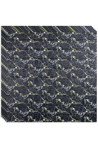 HOZRO Set 100 x Tapet 3D Autoadeziv HOZRO, Imitație Cărămidă, Acoperă 53,90 mp, Negru/Auriu
