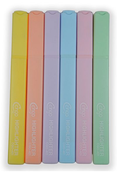 Cengo Square Type Highlighter Highlighter Pen Pastel Colors Set of 6 Cgo401