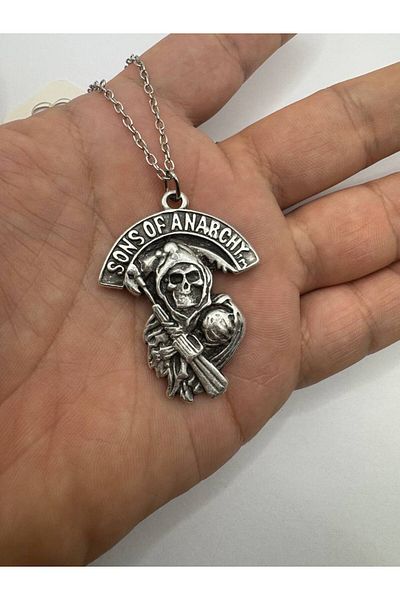 Herşey Nota Sons of Anarchy Logo Figured Silver Color Unisex Metal Necklace – Biker and Tv Series Themed Jewelry