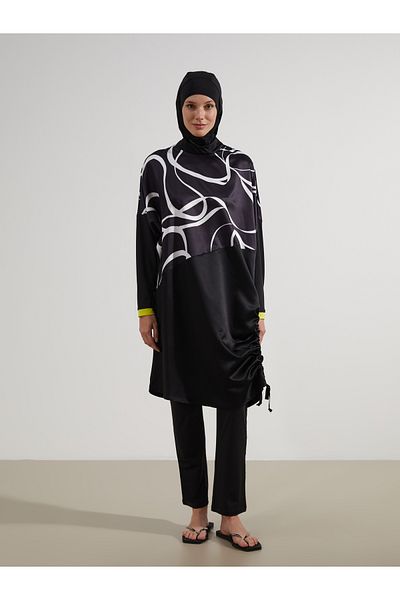 LC Waikiki Women's Hijab Swimsuit Set with High Collar Pattern
