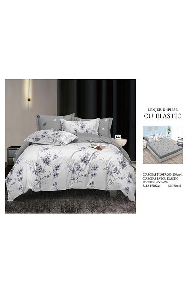 CHIRASO CHIRASO 4-Piece Bedding Set, Satin Cotton, Fitted Sheet 180x200 cm, 2 Pillowcases