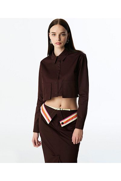 Twist Thin Belt Crop Shirt