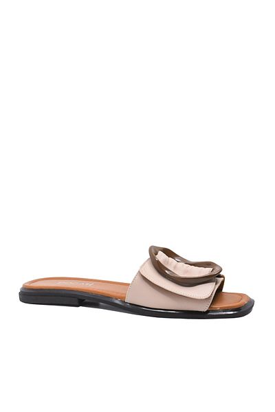 Dogati Dogati powder pink flat clogs made of genuine leather with oversized buckle