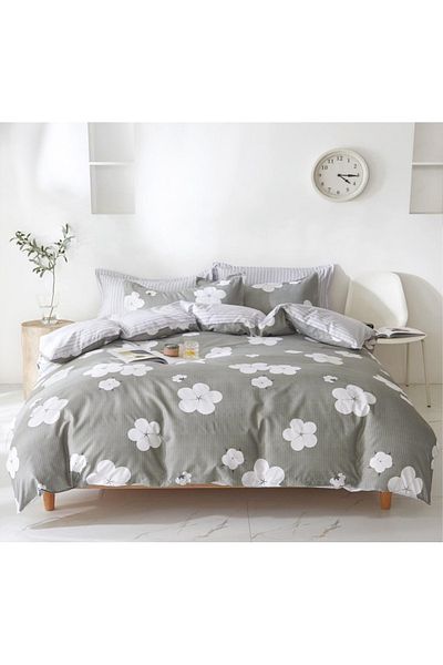 CHIRASO CHIRASO 4-Piece Bedding Set, Satin Cotton, Fitted Sheet 180x200 cm, 2 Pillowcases