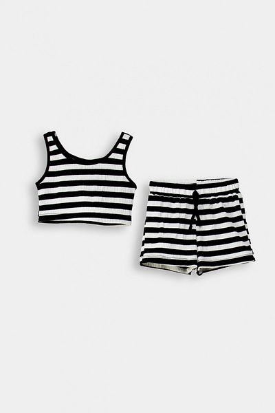 DMB BOYS & GIRLS Striped Tank Top and Elastic Waist Shorts 2-Piece Girl's Set