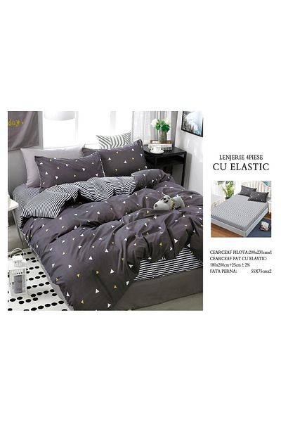 CHIRASO CHIRASO 4-Piece Bedding Set, Satin Cotton, Fitted Sheet 180x200 cm, 2 Pillowcases