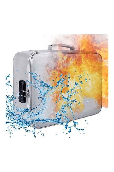 fulina Fireproof Document Bag With Zipper,Large Storage Space,Zipper Closure & with Safe Lock,Silver