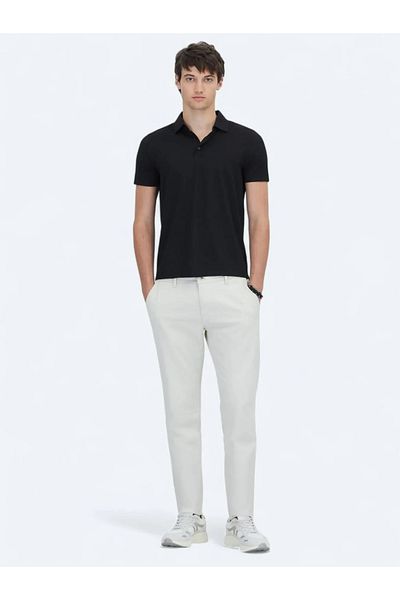 Kip Black Patterned Polo Neck T-Shirt