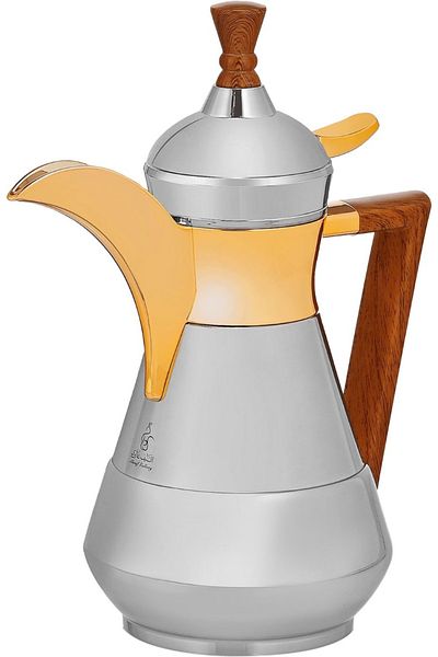 Alsaif Gallery Thermos Suleiman 2 Alsaif Gallery, 0.6 Liter, Glass Interior, Steel Exterior - Silver Gold