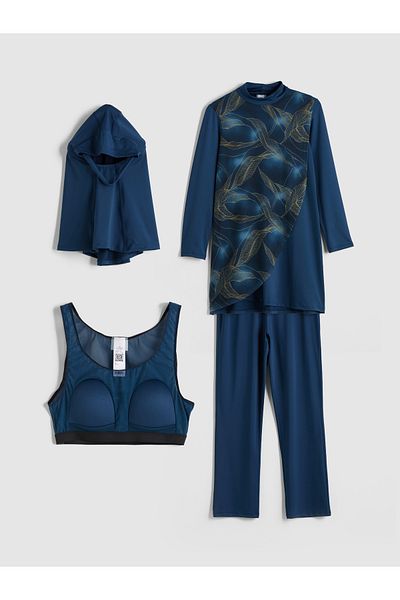 LC Waikiki Women's Hijab Swimsuit Set with High Collar Pattern