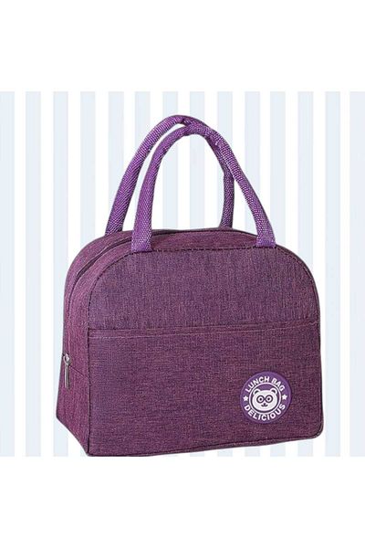 OEM Geanta Termica pentru Pranz, Multifunctionala, Impermeabila, cu Manere, Buzunar Ext, 22x14x19 cm,Mov