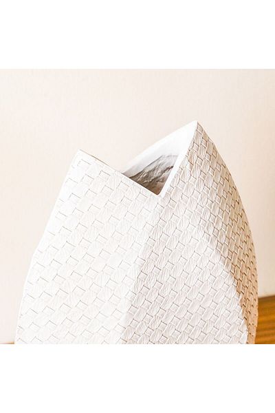 Danube Home Ava Polyresin Cane Texture Vase White 25X10.5X32.5Cm | Polyresin Vase Home Decor