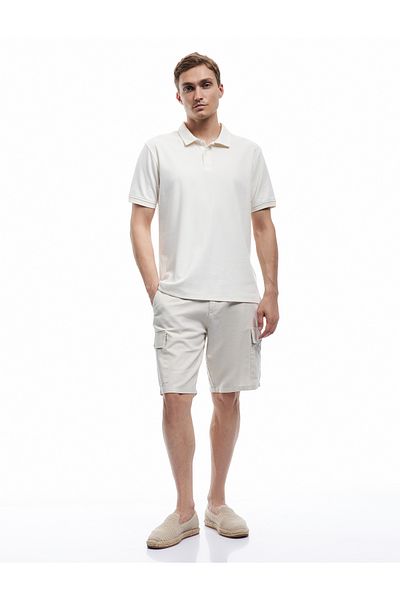 Koton Linen Cotton Blend Regular Fit Cargo Pocket Bermuda Shorts