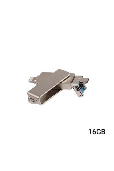 Generic محرك أقراص USB محمول 3 في 1 بمنفذ Lightning/Micro USB/USB 2.0 بسعة 16 جيجابايت/32 جيجابايت/64 جيجابايت/128 جيجابايت لأجهزة iPhone/iPad C6244-16-L
