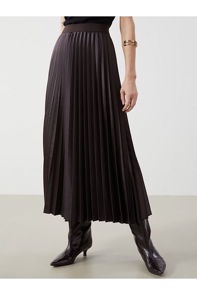 LC Waikiki Satin Women's Pleated Skirt with Elastic Waist