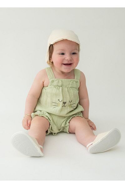 kitikate Organic Suso Muslin Shorts Jumpsuit Green