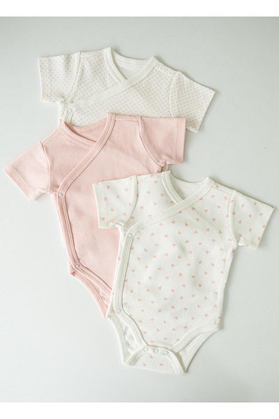 kitikate Organic New Dreams 3-Piece Short Sleeve Double Breasted Body Pink