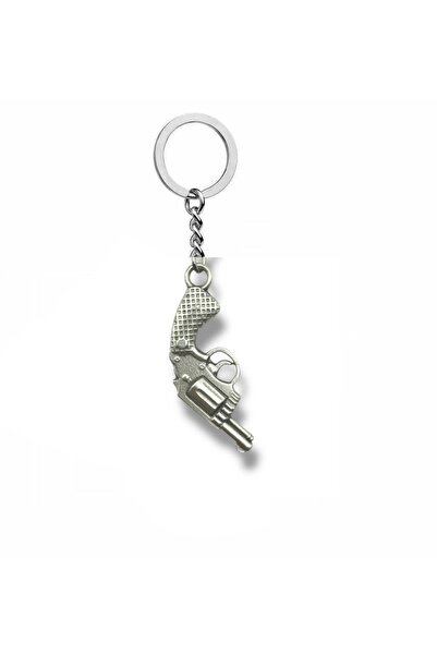 Herşey Nota Breloc din metal de culoare argintie cu figură de pistol – accesoriu care reflectă stilul dur și rebel
