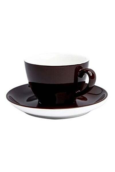 HALAMODO طقم فناجين قهوة سيراميك مع صحن أسود/أبيض 16.2×16.2×2.5 سم