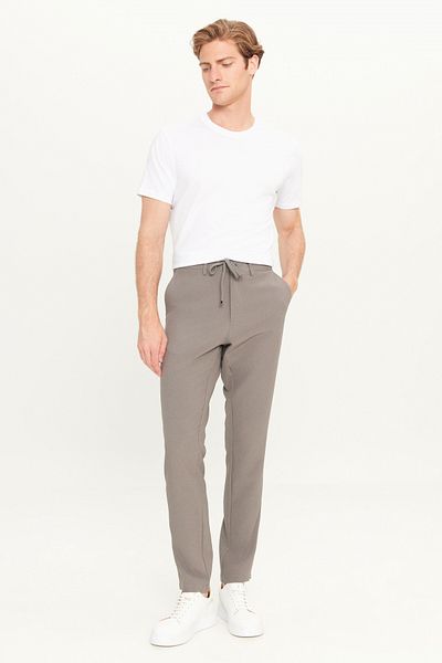 AC&Co / Altınyıldız Classics Ανδρικό Anthracite Slim Fit Slim Fit με δεμένη μέση ριγέ πλαϊνή τσέπη Casual Jogger παντελόνι