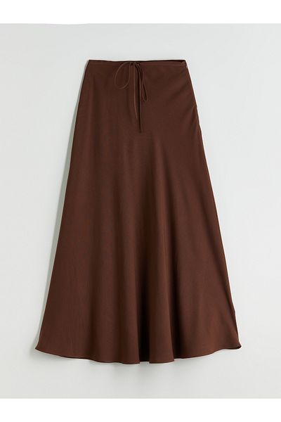 LC Waikiki Waist Zippered Linen Blend A-Line Skirt