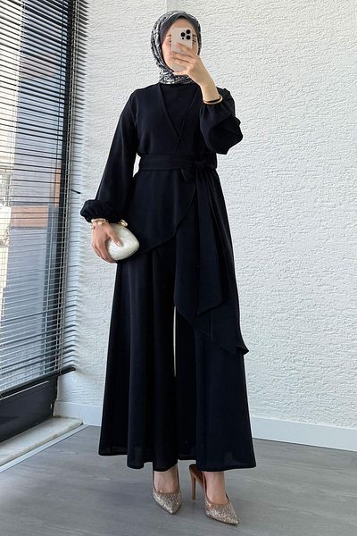 MELEK ARAZ Nora Asymmetric Trousers Suit – Navy Blue