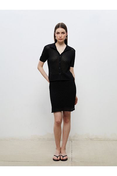 LC Waikiki Mini Knitwear Skirt with Openwork Elastic Waist