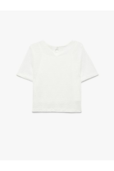 Koton Lined Textured Short Sleeve Crew Neck Blouse