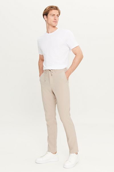 AC&Co / Altınyıldız Classics Ανδρικό μπεζ Slim Fit Slim Fit με δεμένη μέση ριγέ πλαϊνή τσέπη Casual Jogger παντελόνι