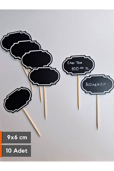 Şeffaf Etiket 10 Pcs Erasable Blackboard Black Label Wipe Off Sticker with Stud Stick 10X6Cm Price Tag Dec6