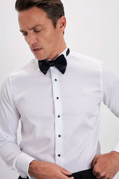 Paşahan Iron-Free 100% Cotton Non Iron Ata Collar Comfort Fit Tuxedo Shirt