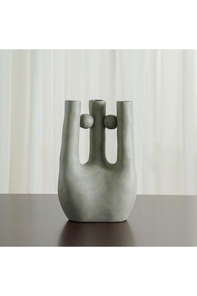 Danube Home Zenith Ceramic Vase Grey 19 x 19 x 30 Cm | 100% Ceramic Vase Home Decor