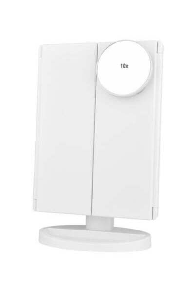 HALAMODO مرآة مكياج مكبرة بشاشة لمس LED بيضاء 30 × 20 سم