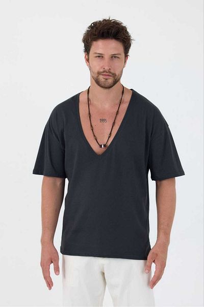 BABBOSS Deep V Neck Short Sleeve Super Oversize Cut T-Shirt