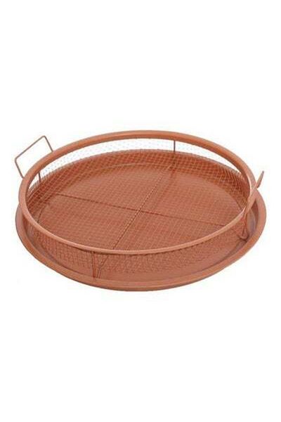 HALAMODO Round Coppery Crispy Tray Set Of 2 Pieces Perfect For Oven Copper Multicolour