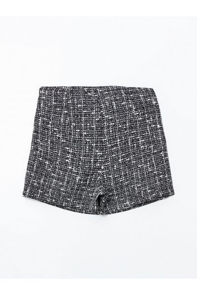 LC Waikiki Women's Tweed Shorts Skirt with Zipper at the Waist