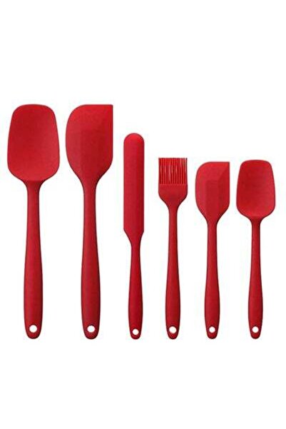 HALAMODO طقم مكون من 6 قطع من مكشطة الخبز والمجرفة والملعقة باللون الأحمر