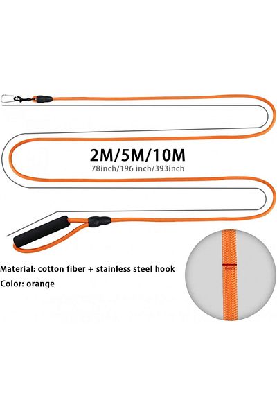 KATELUO lesă pentru câini de drumeție/camping, bumbac/metal, portocaliu, 5 m