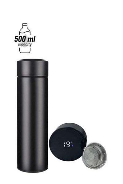 HALAMODO Stainless Steel Vacuum Water Bottle with Smart LCD Touch Screen Black